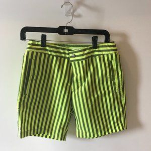 Mr. Turk swim trunks 28 xs neon lime green stripe